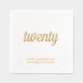 Elegante 20e bruiloft Jubileum Gold Foil servetten (Voorkant)