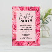 Elegante 20e verjaardag bloem Roze Rozen Kaart (Staand voorkant)
