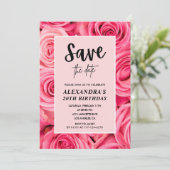 Elegante 20e verjaardag Floral Roos Bewaar de datu Kaart (Staand voorkant)