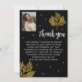 Elegante 21e verjaardag gouden gebladerte foto bedankkaart (Voorkant)