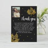 Elegante 21e verjaardag gouden gebladerte foto bedankkaart (Staand voorkant)