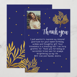 Elegante 21e verjaardag gouden gebladerte foto bedankkaart