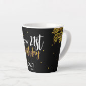 Elegante 21e verjaardag gouden gebladerte fotofees latte mok (Rechterhoek)
