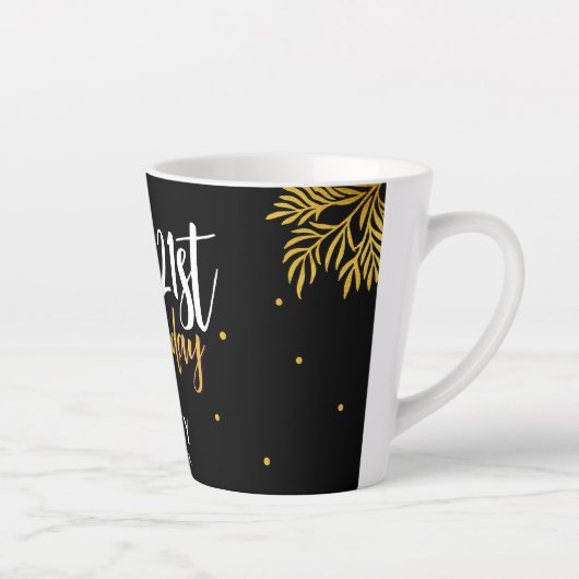 Elegante 21e verjaardag gouden gebladerte fotofees latte mok (Rechts)