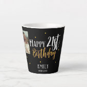 Elegante 21e verjaardag gouden gebladerte fotofees latte mok (Voorkant)