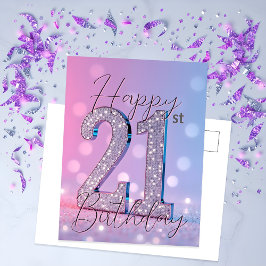 Elegante 21e verjaardag Pastel Hues Glitter Diamon Briefkaart