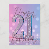 Elegante 21e verjaardag Pastel Hues Glitter Diamon Briefkaart (Voorkant)