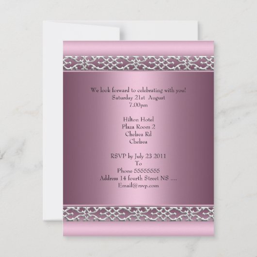 Elegante 21e verjaardag Satijn Roze Vlinder Sierad Kaart (Achterkant)