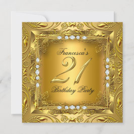Elegante 21e verjaardagsfeest Elite Goud Diamanten Kaart