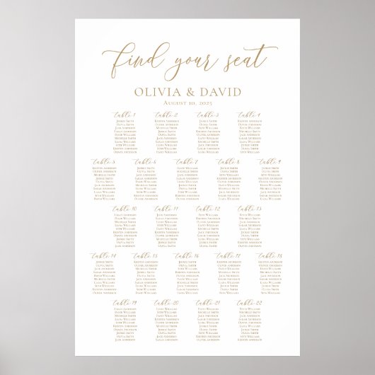 Elegante 22 tafels Vind uw zitplaatskaart Poster (Voorkant)