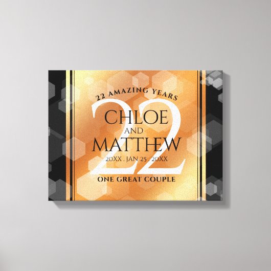 Elegante 22e koperen huwelijksjubileum canvas afdruk (Voorkant)