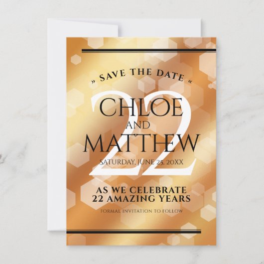 Elegante 22e koperen huwelijksjubileum save the date (Voorkant)