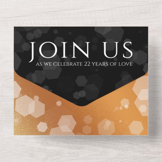 Elegante 22e koperen huwelijksverjaardag all in one uitnodiging (Achterkant)