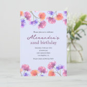 Elegante 22e uitnodigingen Boho Bloem Chic (Staand voorkant)