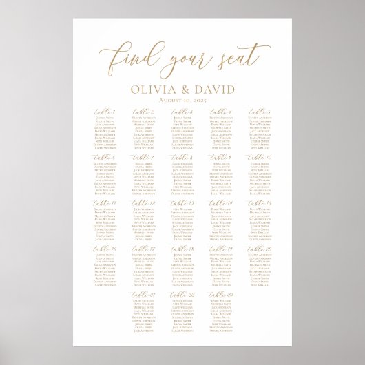 Elegante 23 tafels Vind uw zitplaatskaart Poster (Voorkant)