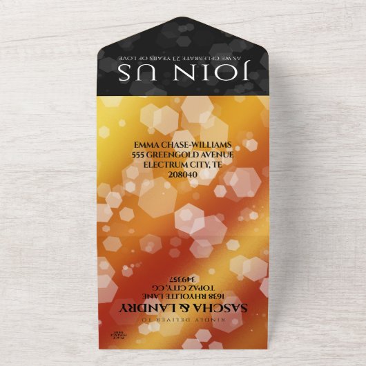 Elegante 23e trouwdag Imperial Topaz jubileum All In One Uitnodiging (Buitenkant)