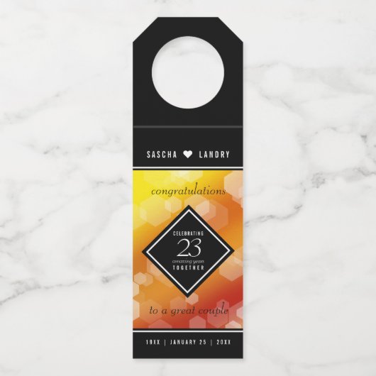 Elegante 23e trouwdag Imperial Topaz jubileum Flessenhanger (Achterkant)