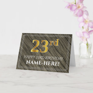 Elegante 23e verjaardag: Faux hout, Faux Gold look Kaart
