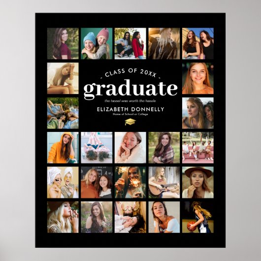 Elegante 24 foto-collage afstudeerposter poster (Voorkant)