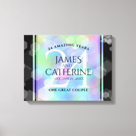 Elegante 24e Opal Huwelijksjubileumviering Canvas Afdruk