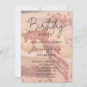 Elegante 24e verjaardag uitnodigingen Cake Sparkle (Voorkant)