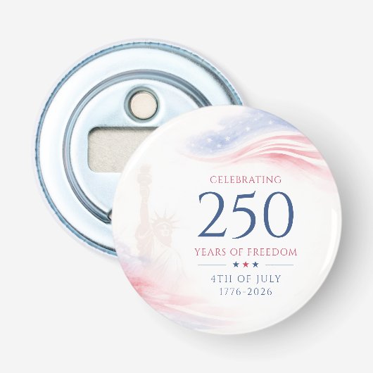 Elegante 250ste Amerikaanse Onafhankelijkheidsdag  Button Flesopener (Voorkant)