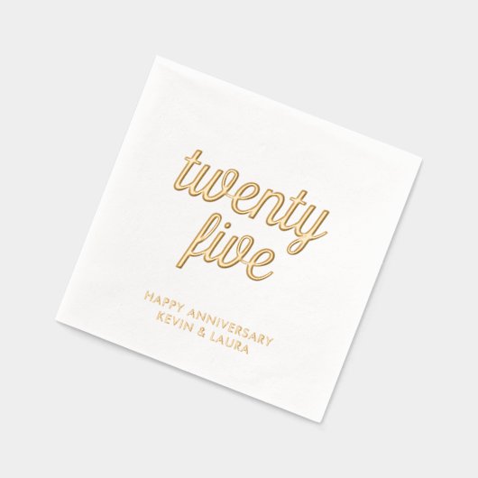 Elegante 25e bruiloft Jubileum Gold Foil servetten (Links)