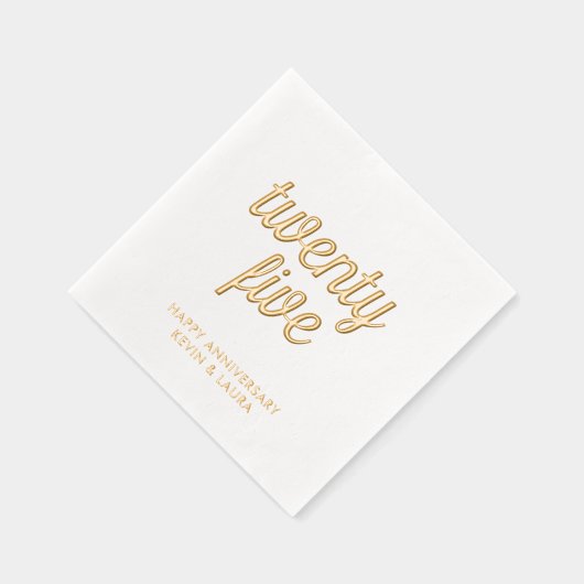 Elegante 25e bruiloft Jubileum Gold Foil servetten (Rechts)