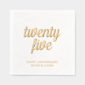 Elegante 25e bruiloft Jubileum Gold Foil servetten (Voorkant)
