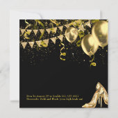 Elegante 25e gouden zwarte verjaardag uitnodiging (Achterkant)