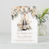 Elegante 25e Jubileum Party Champagne Balloons Kaart (Staand voorkant)