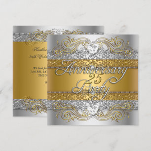 Elegante 25e jubileum zilver goud viering kaart