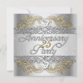 Elegante 25e jubileum zilver witgoud feest kaart (Voorkant)