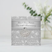 Elegante 25e jubileum Zilveren Damast Zwaan 2 Kaart (Staand voorkant)