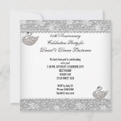 Elegante 25e jubileum Zilveren Damast Zwaan 2 Kaart (Achterkant)