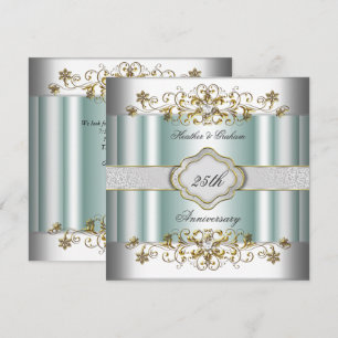 Elegante 25e jubileum zilveren turquoise blauwe mi kaart