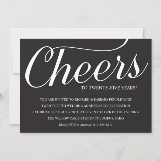 Elegante 25e trouwdag uitnodiging (Voorkant)