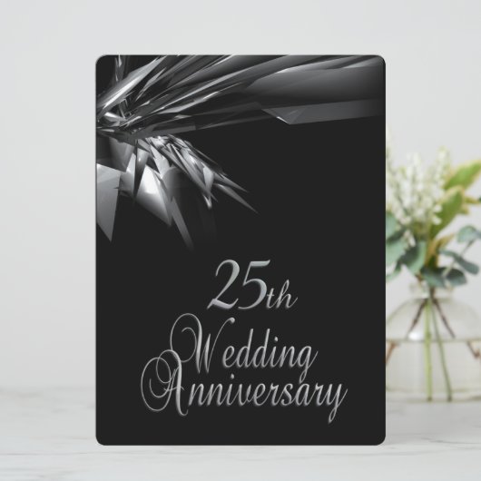 Elegante 25e trouwdag uitnodiging (Staand voorkant)