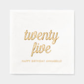 Elegante 25e verjaardag moderne gouden folie serve folie servetten (Voorkant)