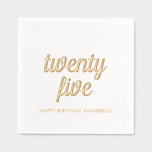 Elegante 25e verjaardag moderne gouden folie serve folie servetten (Voorkant)