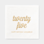 Elegante 25e verjaardag moderne gouden folie serve servetten (Voorkant)