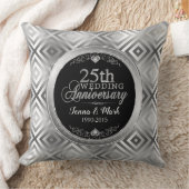 Elegante 25e zilveren geometrische bruiloft Sjablo Kussen (Deken)