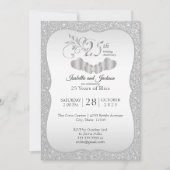 Elegante 25e Zilveren Glitter Jubileum Kaart (Voorkant)