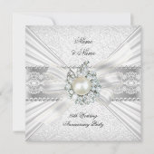 Elegante 25e Zilveren Huwelijksjubileum Feest Kant Kaart (Voorkant)