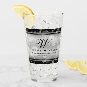 Elegante 25e Zilveren Huwelijksjubileum Glas