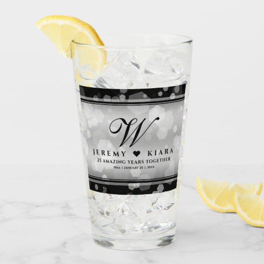 Elegante 25e Zilveren Huwelijksjubileum Glas (Voorkant ijs)