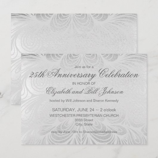 Elegante 25e zilveren huwelijksjubileum kaart (Voorkant / Achterkant)