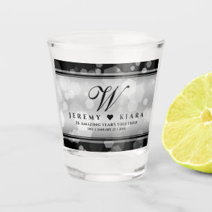 Elegante 25e zilveren huwelijksjubileum shot glas