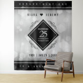 Elegante 25e zilveren huwelijksjubileum wandkleed (In situ)