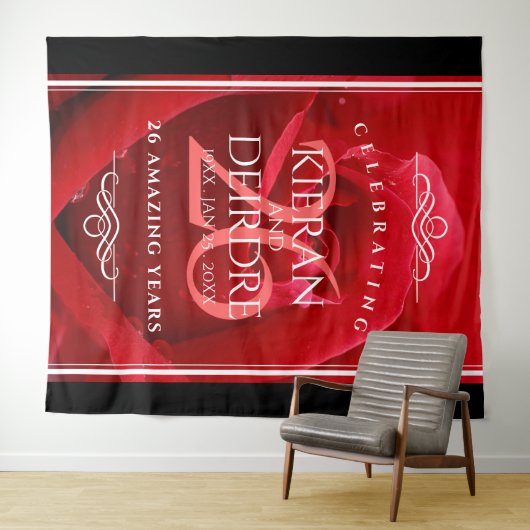 Elegante 26e rozen huwelijksjubileumviering wandkleed (In Situ (horizontaal))